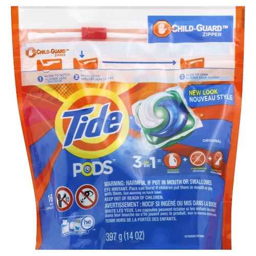 Image for Tide Detergent, 3-in-1, Original,16ea from Highland Pharmacy