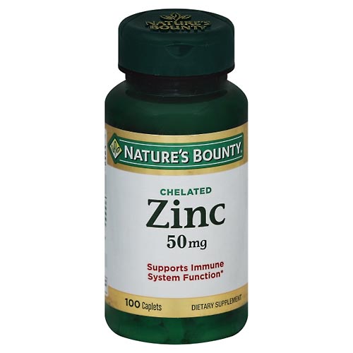 Image for Natures Bounty Zinc, Chelated, 50 mg, Caplets,100ea from Highland Pharmacy