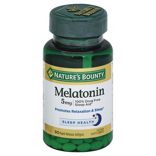 Image for Natures Bounty Melatonin, 5 mg, Rapid Release Softgels,90ea from Highland Pharmacy