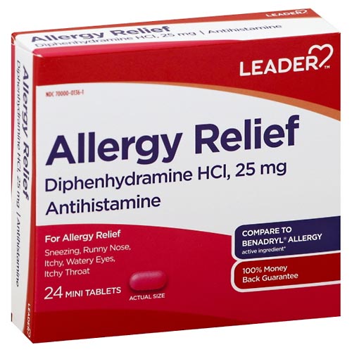 Image for Leader Allergy Relief, 25 mg, Mini Tablets,24ea from Highland Pharmacy