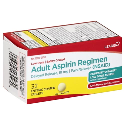 Image for Leader Aspirin Regimen, Adult, Enteric Coated Tablets,32ea from Highland Pharmacy