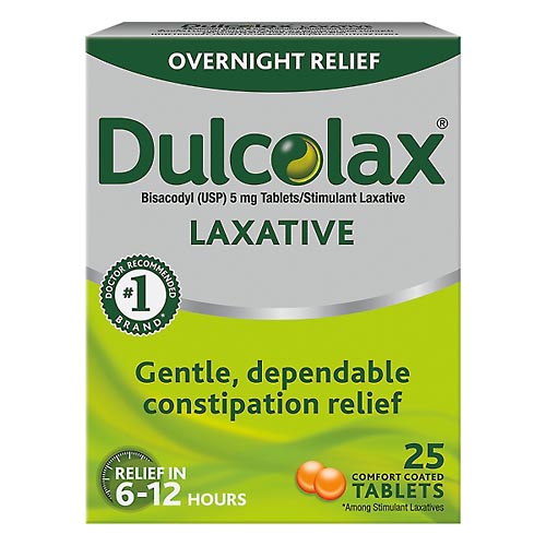 Image for Dulcolax Laxative, Overnight Relief, 5 mg, Comfort Coated Tablets,25ea from Highland Pharmacy