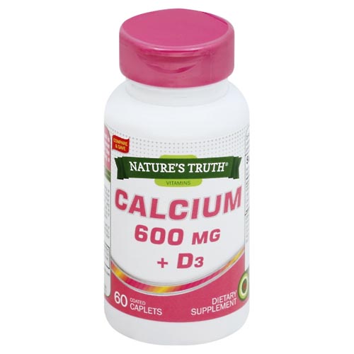 Image for Natures Truth Calcium + D3, 600 mg, Coated Caplets,60ea from Highland Pharmacy