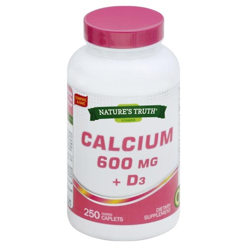 Image for Natures Truth Calcium, + D3, 600 mg, Coated Caplets,250ea from Highland Pharmacy